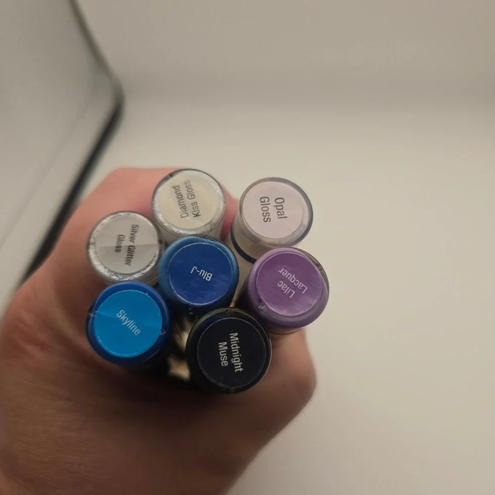 LipSense Blue Purple Lip Color & Gloss 7pc Bundle New
